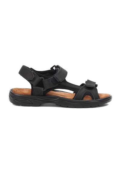 Erkek Siyah Süet Deri Sandalet