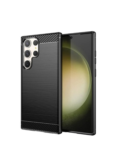 Samsung Galaxy Uyumlu S23 Ultra Brushed Carbon Fiber Kılıf-Siyah-AL3332