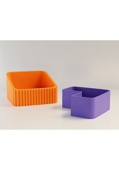 3d Baskı Fıstık Kasesi - Çift Hazneli Kabuk Ayırıcı Sunum Kasesi - Turuncu Mor