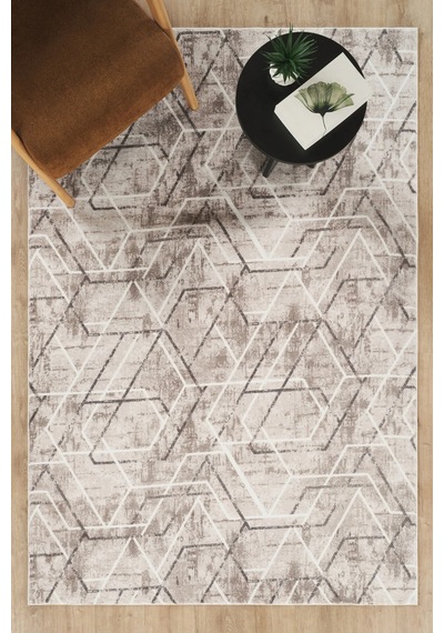 Villadia Home Textile Kaymaz Taban Modern Desen Halı Yolluk Leke Tutmaz Kolay Temizlenir Koridor Salon Yatak Mutfak Odası Vd4054vizon Vizon