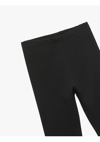 Koton Beli Lastikli Kaşkorse Pamuklu Ribanalı Basic Tayt Siyah 6wkg40017ak Siyah