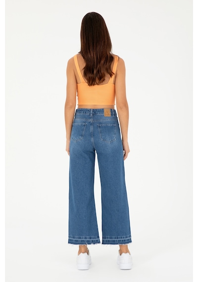 U.S. Polo Assn. Kadın Mavi Flare Cropped Fit Jean Pantolon 50282856-DN0022