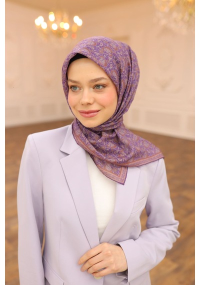 Silk Home Soft Eşarp 73077-02 Erguvan, Pudra, Taba