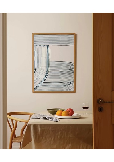 Çerçevesiz Poster Soyut Mavi Çizgiler Minimalist