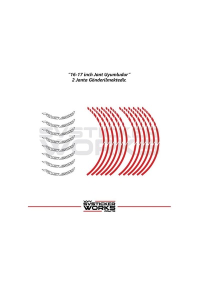 Bajaj Rs200 Jant Sticker Dış Ve İç Set Sticker Jant Şeridi Kırmızı 36387802