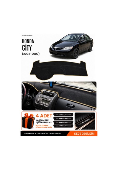 Honda Cıty 2002-2007 Uyumlu Torpido Koruma, Torpido Örtüsü, Torpido Kılıfı - Siyah-bej - Ho002