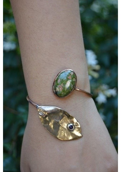 Stoneage Jewellery Unakit Taşlı Tasarım Bileklik Bronz