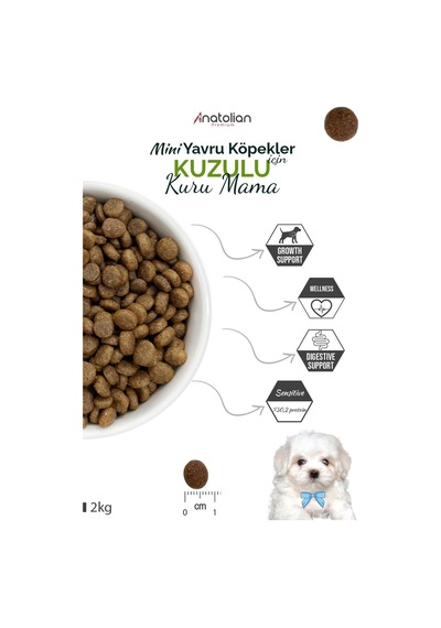 Anatolian Premium Mini Puppy Kuzulu Küçük Irk Yavru Köpek Maması 2 x 2 KG
