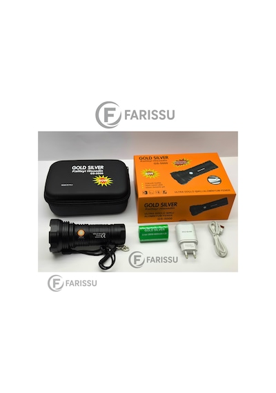 Gold Sılver Gs-5000 6800mah Bataryalı, Uzun Ömürlü, Şarjlı El Feneri Siyah