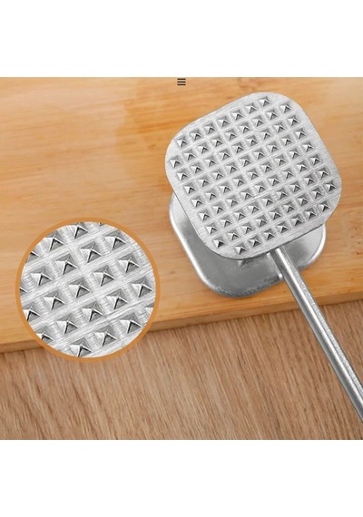 Çift Taraflı Biftek Et Döveceği Tırtıklı Ve Düz Çekiç Tipi 24 Cm Alüminyum Metal