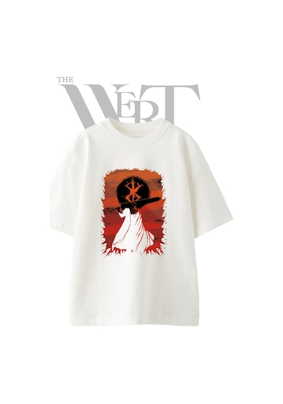 Thewert Guts Berserk 1 Tasarım Baskılı Ünisex Beyaz Oversize T-shirt