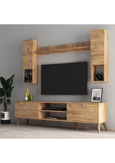 Mega 180 Lik Kapaklı Raflı Tv Ünitesi Çam - Tvu0202 Mega 180 Lik Kapaklı Raflı Tv Ünitesi Çam - Tvu0202