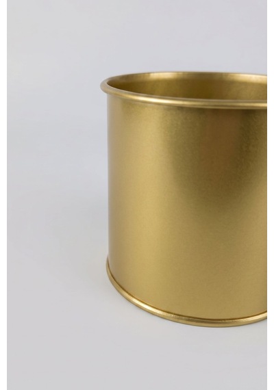 Orkide Saksısı Metal 1.6 Litre - Silindir Dekoratif Mini Saksılık Ve Çiçeklik Altın
