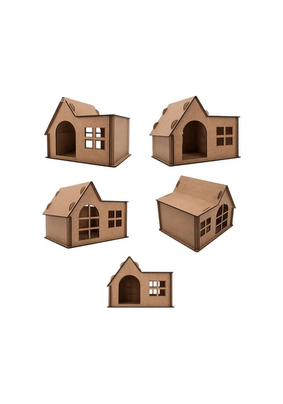 Tr Alg Wood Design Hamster Evi 8 Parça Mdf Ahşap Hamster Yuvası 27 23 22 Cm
