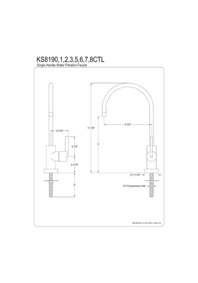 Kingston Brass Ks8191ctl Continental Tek Saplı Su Filtrasyon Bataryası, Cilalı Krom, 12,7 Cm Diğer