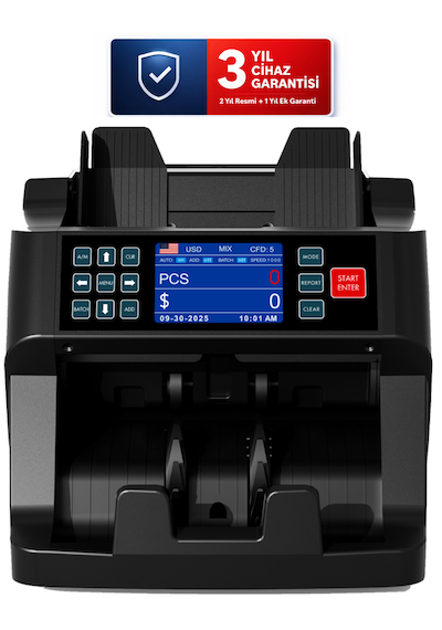 Mixpro 130 Profesyonel Üstten Beslemeli 9 Ülke Karışık Sayım Para Sayma Makinesi Çift Cıs Sensörlü