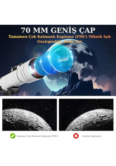 Greatech F400x70 Profesyonel Astronomik Uzay-doğa Gözlem Teleskobu 333x Eğitici-öğretici Yüksek Çözünürlüklü