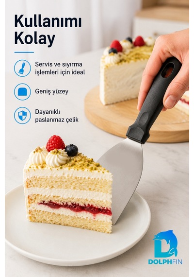 Pasta Spatulası 26 Cm Paslanmaz Çelik Geniş Yüzeyli Kek Börek Lazanya Servis Spatulası 26x8 Cm Siyah