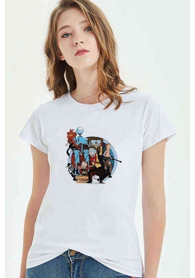 Rick Carton Baskılı Beyaz Kadın Tshirt