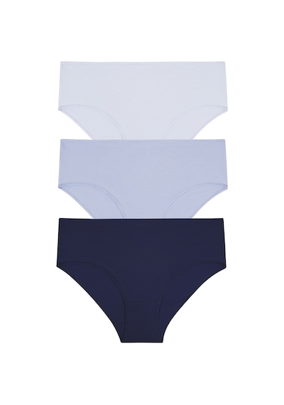 Suwen 3lü Paket Yüksek Bel Slip Külot St0040601a56 Mor - Lacivert - Mavi