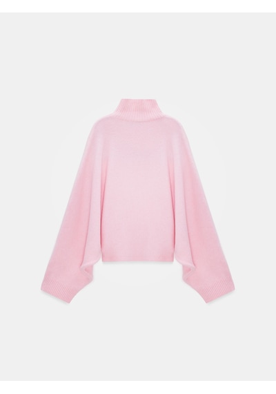 Dilvin 10817 Yün Karışımlı Yarasa Kol Kazak-pembe Pembe
