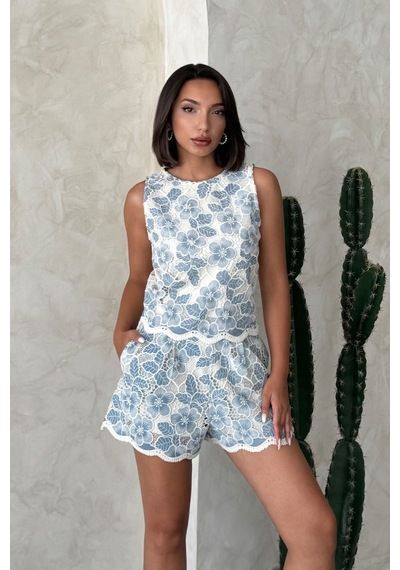 Verymoda Dantel Şort D2919 Mavi