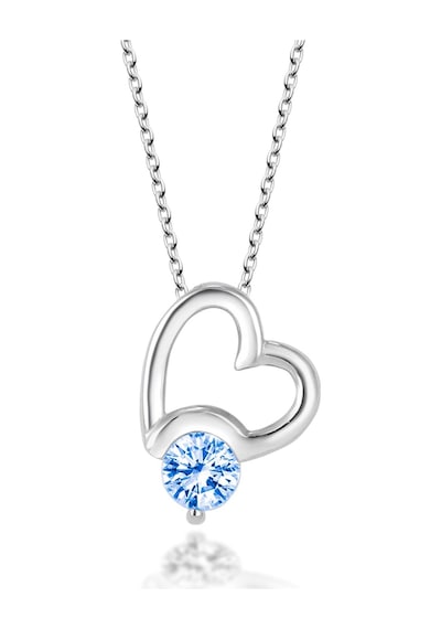 Swarovski Tek Taş Kadın Kalp London Blue Gümüş Kolye