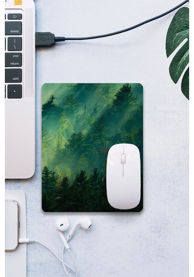 Sonictouch Çam Ormanı Temalı Yeşil Pürüzsüz Yüzey Kaymaz Taban Dikişsiz Kenar Gamer Oyuncu Mouse Pad Mousepad