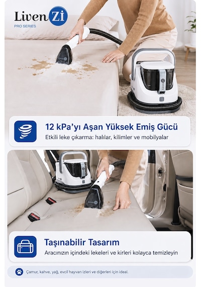 Livenzi Jjb-737-ıı Koltuk Halı Yıkama Ve Leke Çıkartma Makinesi-beyaz