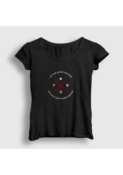 Presmono Kadın Forever Fall Out Boy T-shirt Siyah