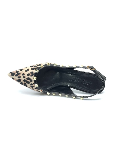 Feles Zımba Şerit Detaylı Arkası Açık Stiletto Kadın Topuklu Ayakkabı Leopar