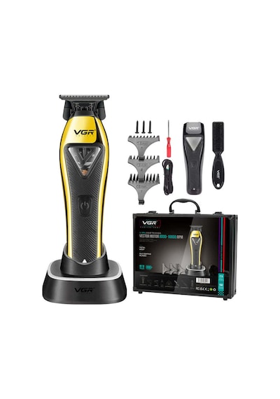 V-994 Vektör Motorlu Saç Sakal Kesme Makinesi 8000-10000 Rpm Dlc Bıçaklı Metal Şarjlı Tıraş Makinesi - Sarı