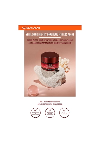 Missha Time Revolution Red Algae Revitalizing Cream  oksidan İçerikli Krem 50 ML