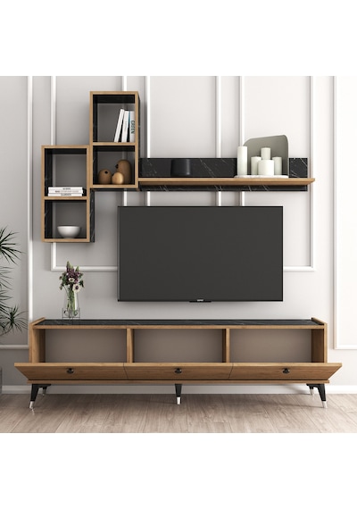 MOXEN MT2 MİRA DUVAR RAFLI TV SEHPASI - KİTAPLIKLI TV ÜNİTESİ