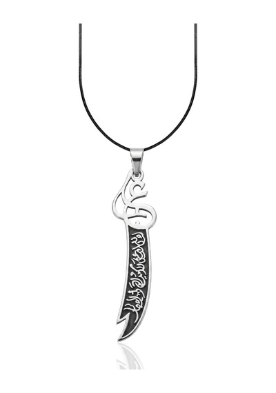 Oya Silver İri Hat İşlemeli Hz. Ali Zülfikar Gümüş Kolye Ucu 8x1.7cm Oyot321