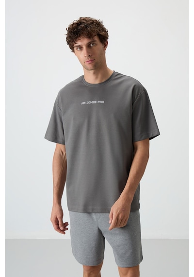 Air Jones Tommy Life Koyu Gri Pamuklu Kalın Yüzeyi Dokulu Oversize Fit Baskılı Erkek T-shirt - 88364 Koyu Gri Air Jones Tommy Life Koyu Gri Pamuklu Kalın Yüzeyi Dokulu Oversize Fit Baskılı Erkek T-shirt - 88364 Koyu Gri