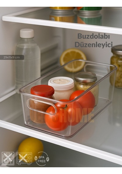Jet's Home Buzdolabı İçi Düzenleyici Saklama Organizeri Bpa Free Düzenleyici Darbeye Dayanıklı 29x11x9 Cm Şeffaf