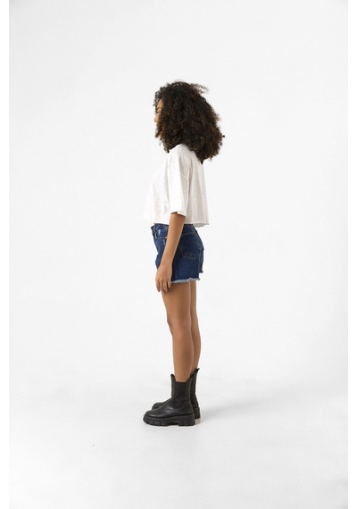 Lightbulb & Brain Beyaz Kırçıllı Kadın Crop Tshirt Beyaz