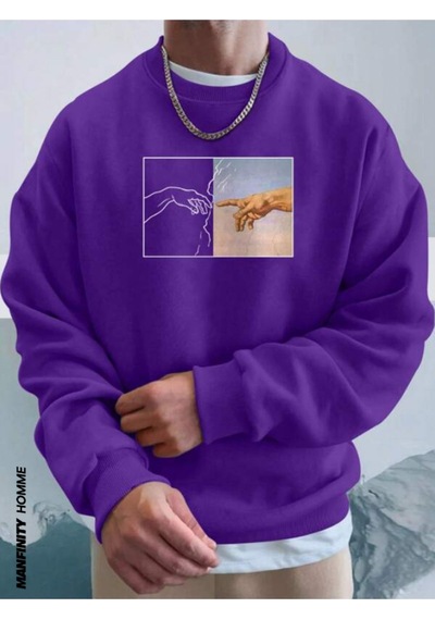 Altamira Erkek El Baskı Bisiklet Yaka Sweatshirt 001
