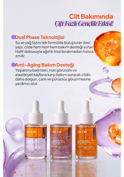 Phlab Çift Fazlı Somon Dna + Succinic Acid Nemlendirici Anti-aging Bakım Serumu