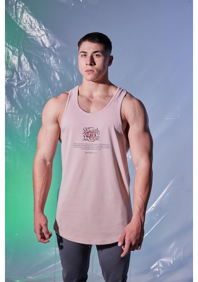 Woof Gym Monk Mode Baskı Klasik Atlet - Pudra