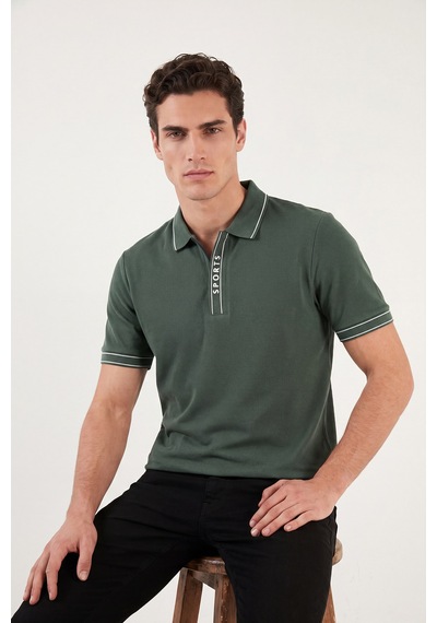 Buratti Pamuklu Regular Fit Yarım Fermuarlı Polo T Shirt Erkek Polo Yaka T Shirt 5904073 Nefti