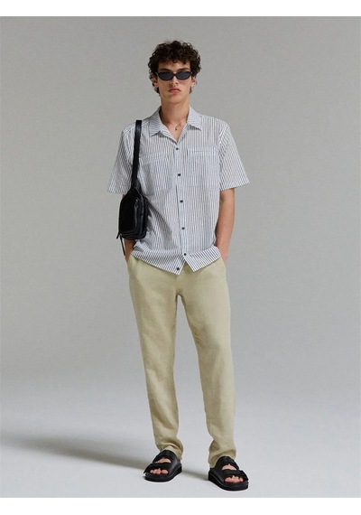 Sisley %100 Keten Slim Comfort Fit Pantolon Erkek Bej Pantolon - 325p4aghsf049