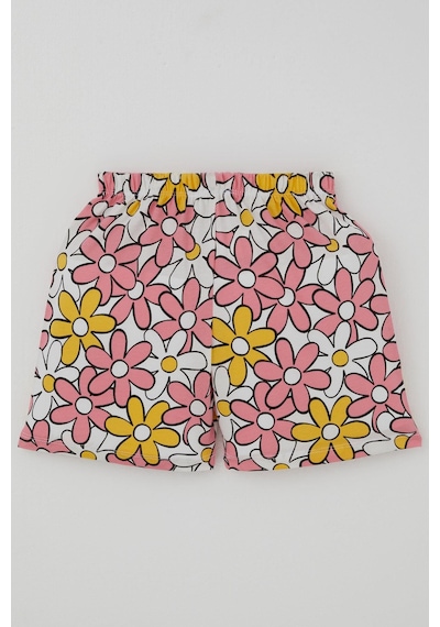 Breeze Kız Çocuk Şortlu Pijama Takımı Renkli Papatya Desenli 4-8 Yaş, Karışık Renk Çok Renkli