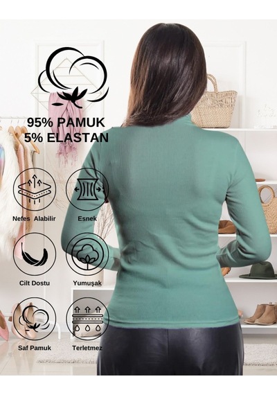 Alya Underwear Kaşkorse Yarım Boğaz Body Sweatshirt, Fitilli Kumaş, Likralı, Bordo Okaliptus