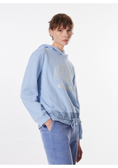 Discovery Expedition Mavi Kadın Kapüşon Relaxed Baskılı Sweatshirt D4wl-swt3050