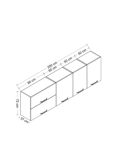 Minar 250 Cm Mutfak Dolabı Beyaz 250-b1-üst Modül