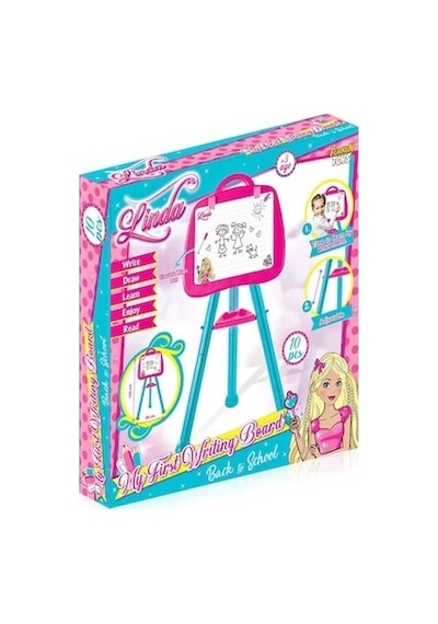 Furkan Toys Linda Kız Çocuk Ayaklı Yazı Tahtası 10 Parça Aksesuar