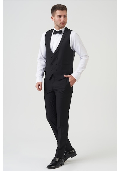 White Stone New York D2401 Slim Fit 6 Drop Takım Elbise Siyah - Siyah