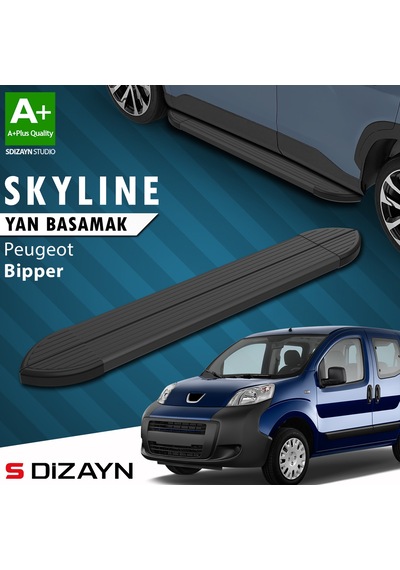 S-dizayn Peugeot Bipper Skyline Siyah Yan Basamak 173 Cm 2007-2017 A+ Kalite